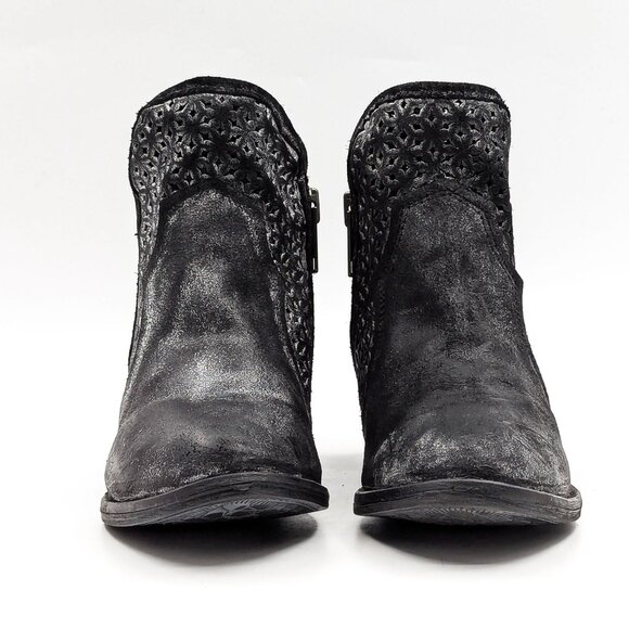 Circle G Women Distressed Black Leather Lasercut Western Cowboy Boots sz 8 - Picture 11 of 11